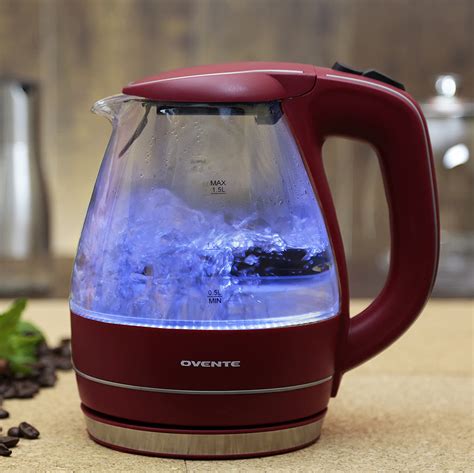 New Ovente Kg83r 15l Glass Electric Kettle Red Ebay