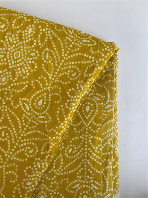 By The Yard Yellow Floral Print Cotton Fabric Light Weight Etsy
