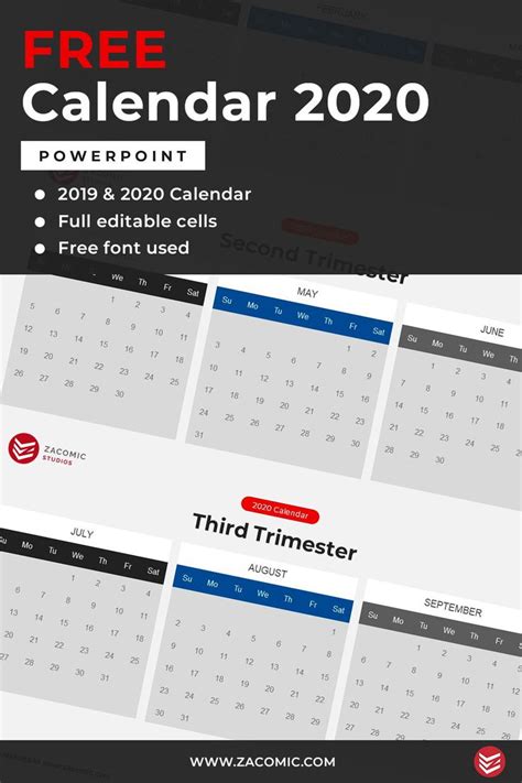 Free 2020 Calendar Powerpoint Template Template For Powerpoint