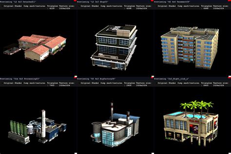 Triangle Counts Of Some Vanilla Buildings