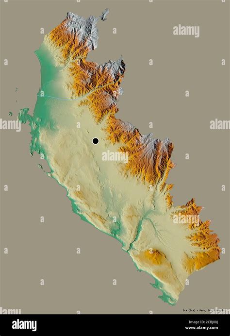 Shape Of Ica Region Of Peru With Its Capital Isolated On A Solid