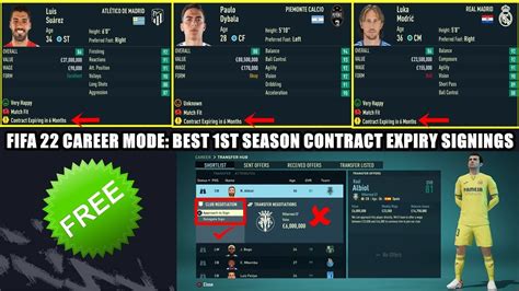 Fifa 22 Career Mode Best First Season Contract Expiry Signings Youtube