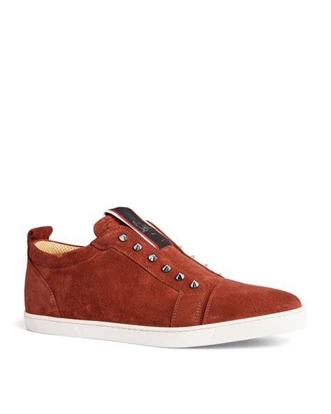 Christian Louboutin Av Fique A Vontade Suede Sneakers In Red For Men