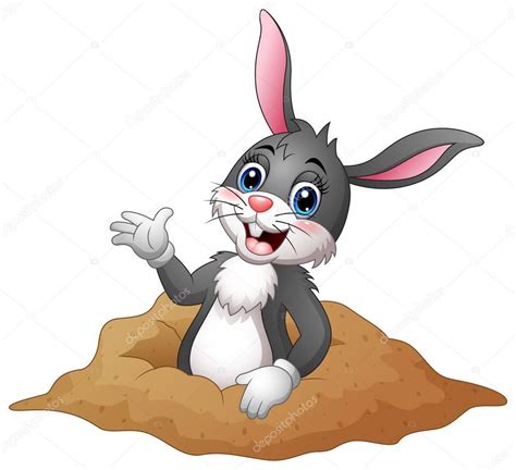 Cartoon Rabbit Out Of Holes In The Ground — Stock Vector © Dualoro