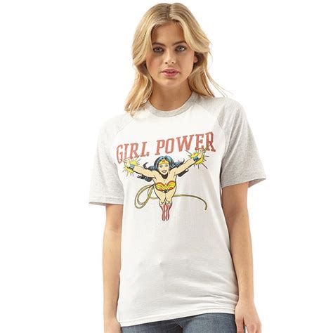 Buy Dc Womens Girl Power T Shirt White Grey Heather