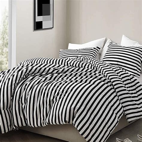 The second black and white bed set on my list is this wonderful bed in a bag set by the mainstay company. CLOTHKNOW Striped Comforter Sets Queen Black and White ...