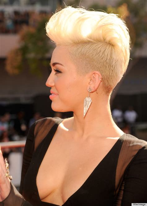 Miley Cyrus Vma 2012 Dress Features Plunging Cleavage Along With Her Shaved Head Photos