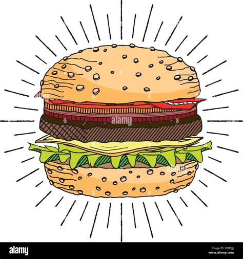 Hamburger Cheeseburger Illustration Clipart Stock Vector Image