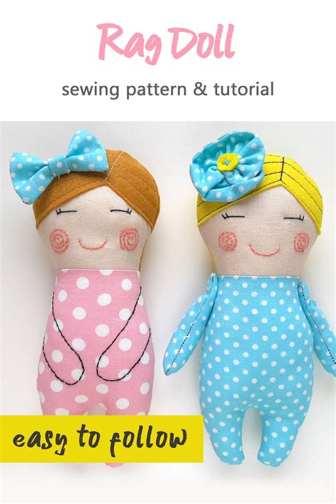 Cloth Doll Sewing Pattern Pdf And Tutorial Tiny Rag Doll Etsy
