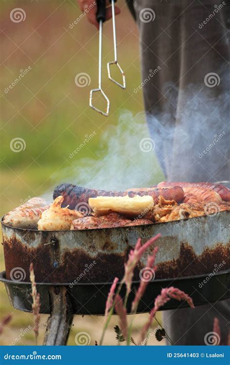 Bonfire Campfire Fire Flames Grilling Steak Bbq Stock Image Image Of