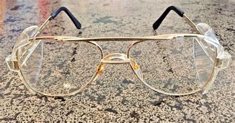 stylish retro aviator safety glasses gold frame clear