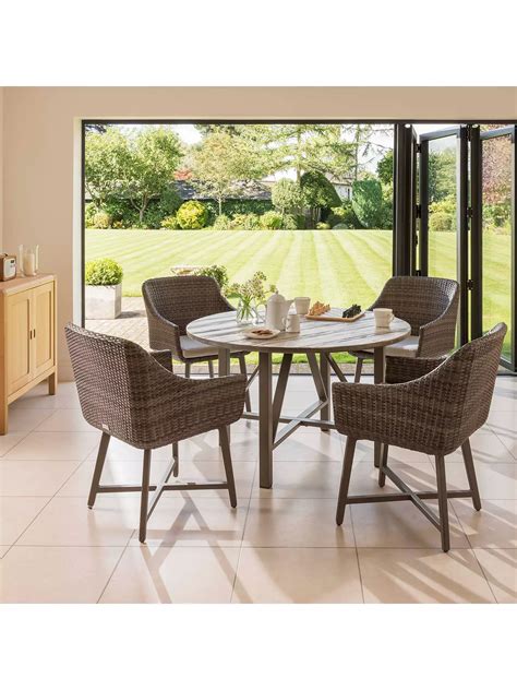 Kettler Lamode 4 Seater Garden Dining Table And Chairs Set Olive Grey