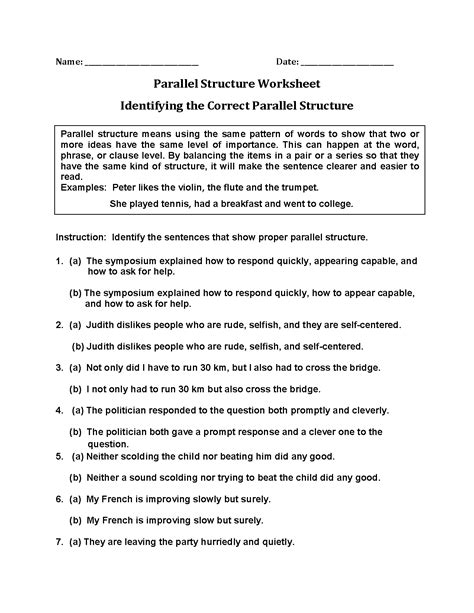 Parallel Structure Exercise 2 Worksheet Answers Online Degrees