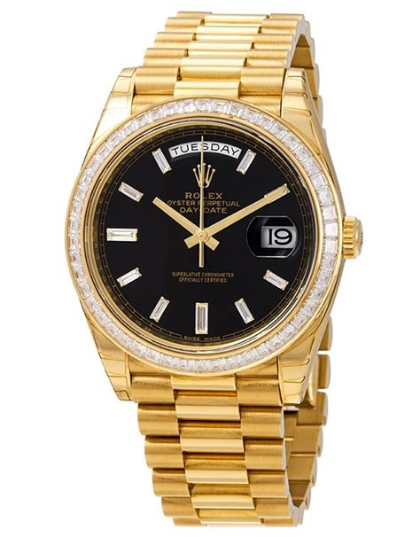 Replica Rolex Day Date Black Dial 18K Yellow Gold President Automatic