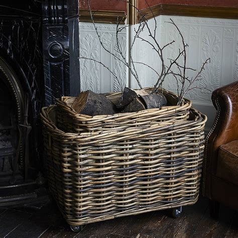 Handmade baskets are some of the most beautiful in the world. rectangular rattan log basket with wheels by brush64 ...