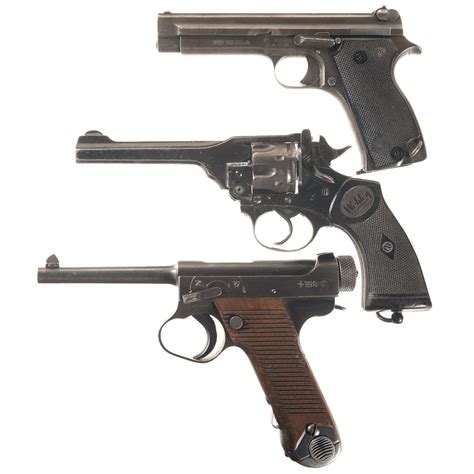 Three Wwii Hand Guns A French Model 1935a Semi Automatic Pistol