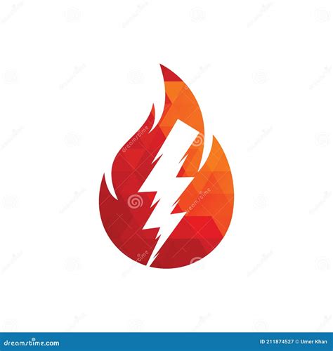 Fire Flame And Flash Lightning Thunder Bolt Logo Stock Vector