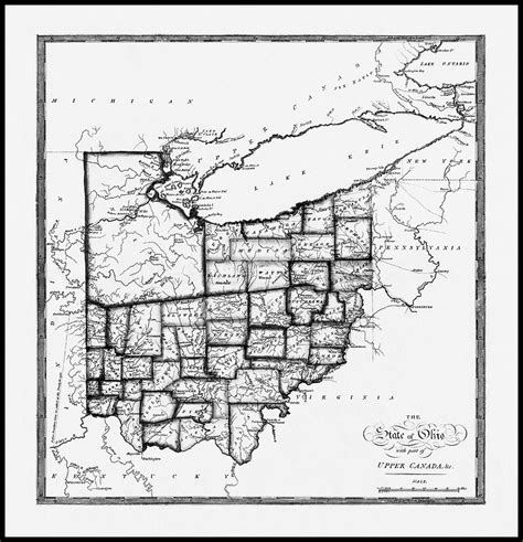 Ohio Antique Vintage Map 1810 Black And White Photograph By Carol Japp