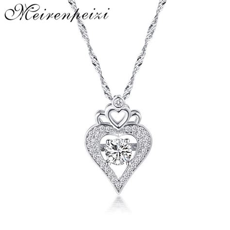 New Luxury Crystal Cz Love Heart Pendant Choker Necklace Silver Color Chain Necklaces For Women