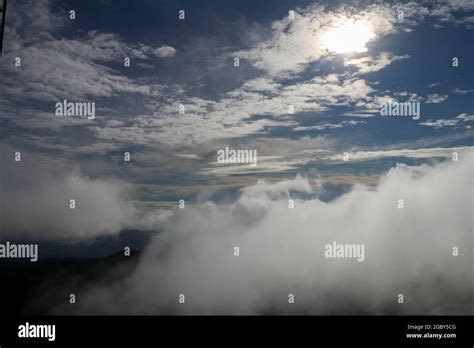 Clouds Of Misty Mountain Ranges As Viewed From Genting Highlands Stock