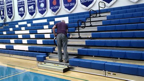 Operation Of Maxam Gym Bleacher With Courtside Xc10 Seats Youtube