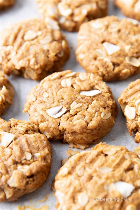 Peanut Butter Coconut Oatmeal Cookies Vegan Gluten Free Beaming Baker