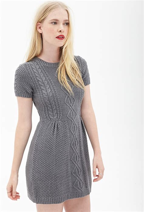 Knit Dress At Forever21 With Images Knitted Dress Outfit Cable Knit Dress Cable Knit