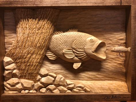 Rocky Bottom Bass Fish Wood Carving Wood Carving Patterns Dremel