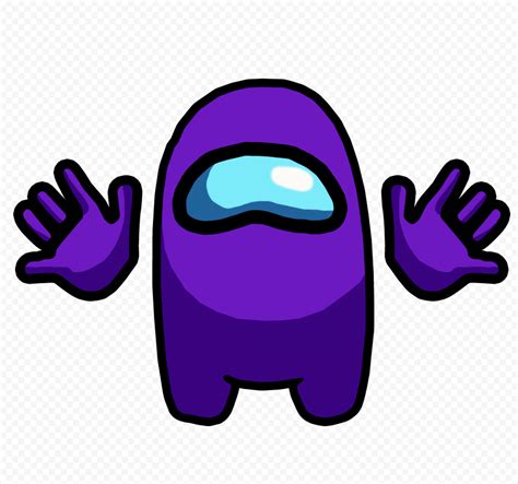 Hd Purple Among Us Crewmate Character Front View With Hands Png Citypng