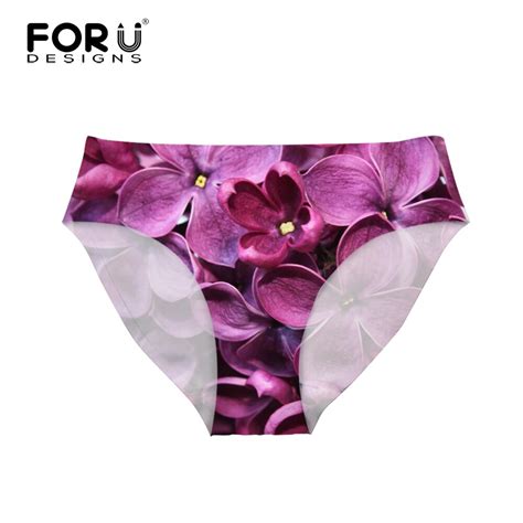 Forudesigns Lilac Flower Printed Women Underwear Brief Comfortable