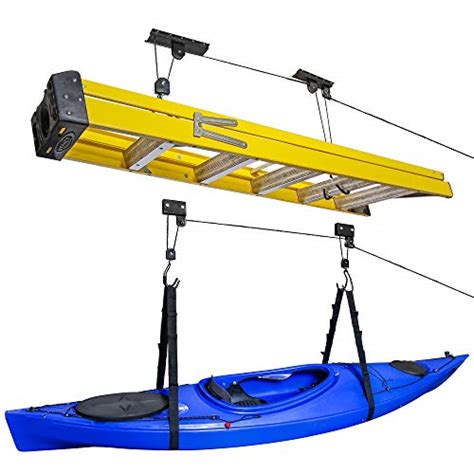 Raxgo Kayak Hoist And Bike Ceiling Hoist Pulley System Garge Storage