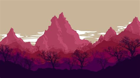 2560x1440 Resolution Digital Pink Mountains 1440p Resolution Wallpaper