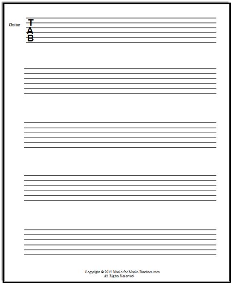 Music is arranged in large musical sections within a composition. Free Guitar Tablature Paper for Teachers, Downloadable and Printable