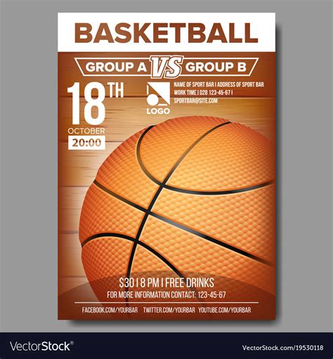 Basketball Poster Sport Event Announcement Vector Image