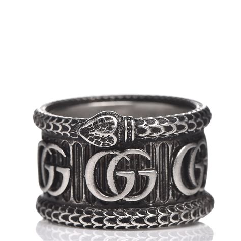 Gucci Sterling Silver Gg Marmont Snake Band Ring 55 75 405983