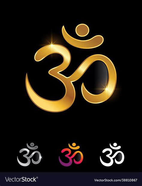 Golden Aum Om Symbol Sign Royalty Free Vector Image