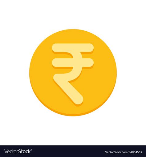 Indian Rupees Currency Symbol On Gold Coin Vector Image