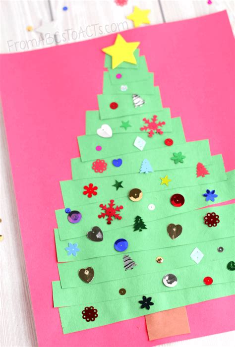 Easy Paper Strip Christmas Tree Craft For Preschoolers