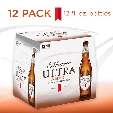 Michelob Ultra Amber Light Beer 12 Pack Beer 12 Fl Oz Bottles 42