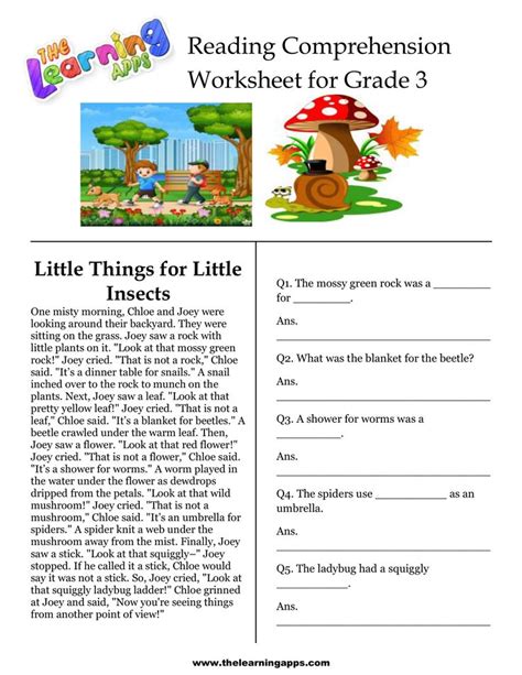 3rd Grade Reading Worksheets Pdf