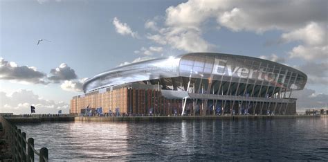Everton fc set to deliver new stadium search update next week. Design: Bramley-Moore Dock Stadium - StadiumDB.com