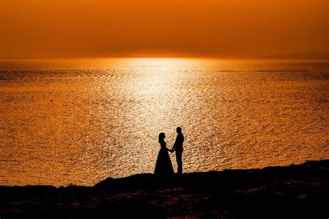 Hd Wallpaper Couple Sunset Sea Horizon Love Romance Romantic
