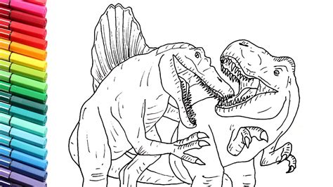 We also get a fourth international poster that features chris pratt as dinosaur trainer owen grady as he runs for his life. Spinosaurus Vs T Rex Coloring Pages | Colorpaints.co