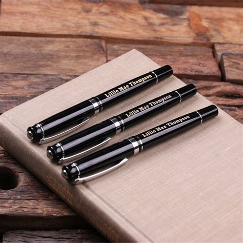 3 Personalized Rollerball Pens Coworker Corporate Etsy