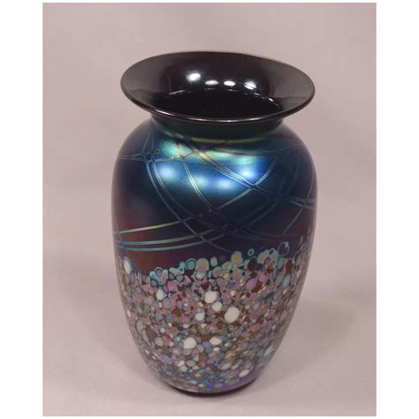 Hand Blown Unique Signed Hyde 91 Art Glass Vase 6 1 8 Inches Beverly Hills Antiques Ruby Lane