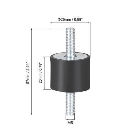 2pcs Rubber Vibration Isolator Mounts Shock Absorber M6 X18mm Studs D25