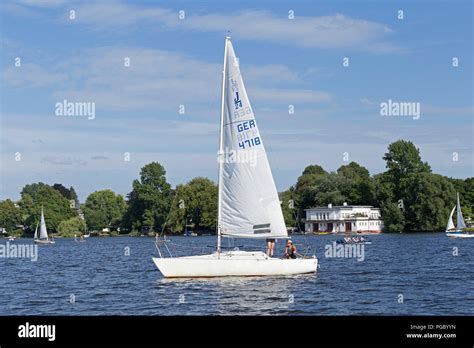 Sailing Boat Lake Außenalster Outer Alster Hamburg Germany Stock
