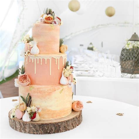 Coral Themed Wedding Cake 3 Tiers Of Victoria Sponge Chocolate And