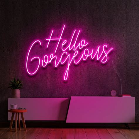 Hello Gorgeous V2 Neon Sign 120cm 4ft Pink Led Neon Neon