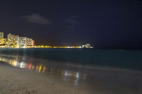 Waikiki Beach At Night Photograph By David Eisenberg